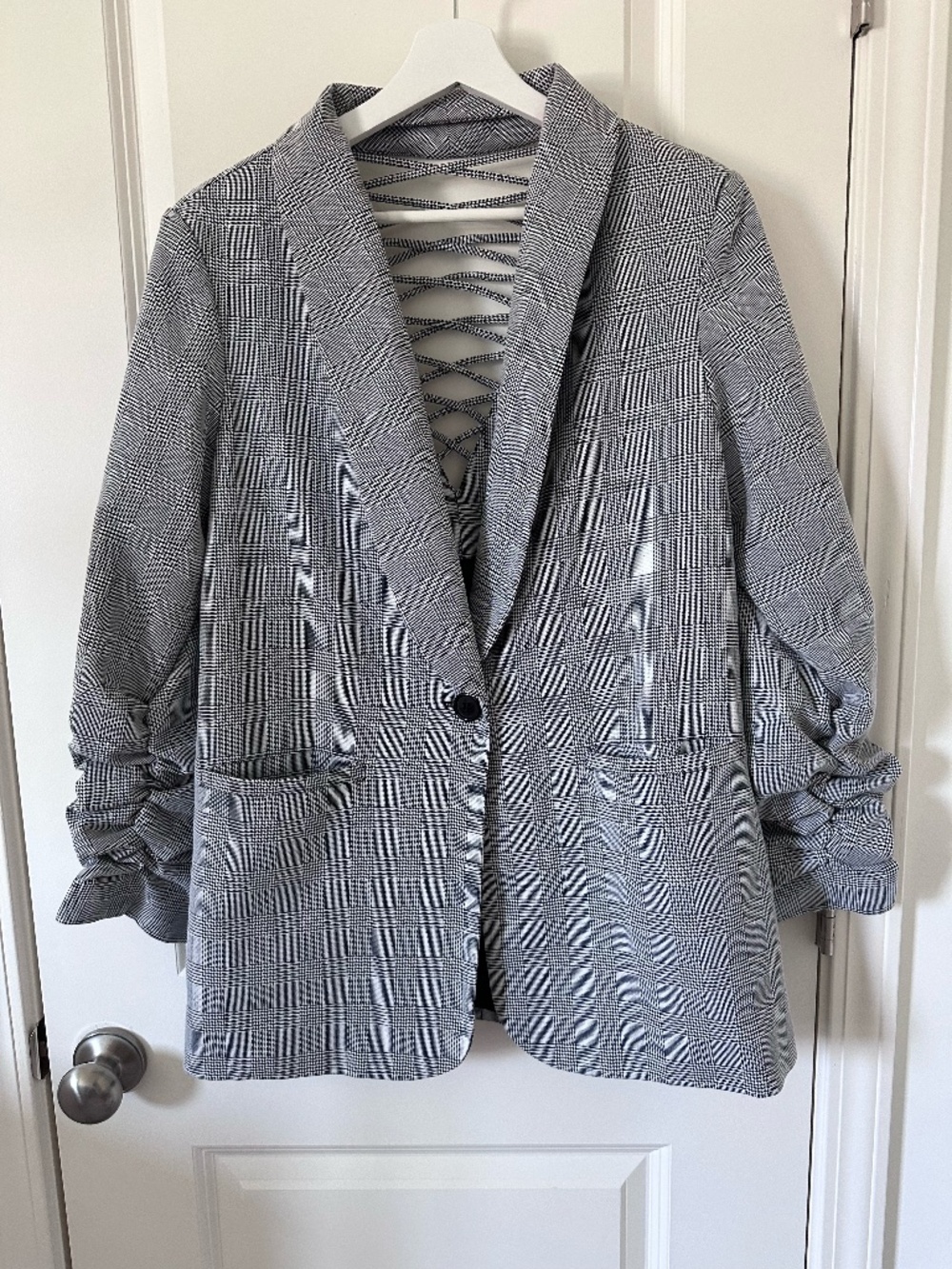 Gray plaid blazer